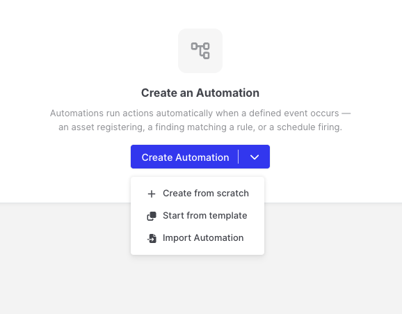 Automations: New Automation menu